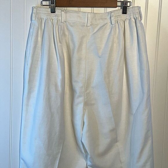 Elisabeth by Liz Claiborne Pleat Front Pants Women’s 16 White Linen/Cotton Blend - Picture 7 of 9